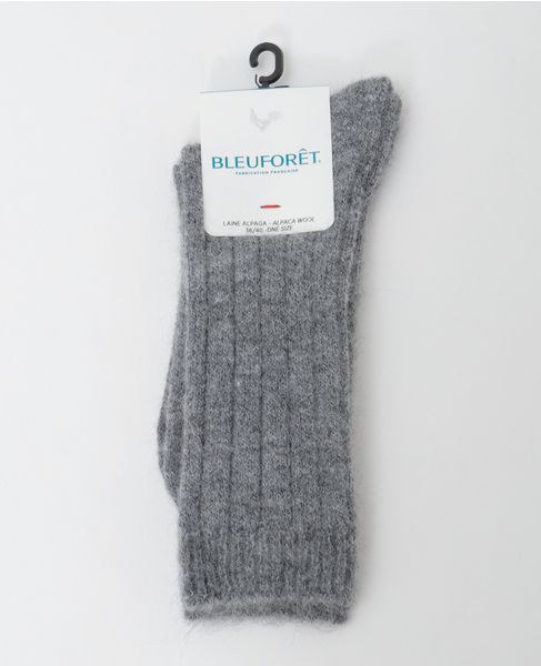 【BLEUFORET/ブルーフォレ】RIBBED ALPACA WOOL SOCKS 詳細画像 グレー 1