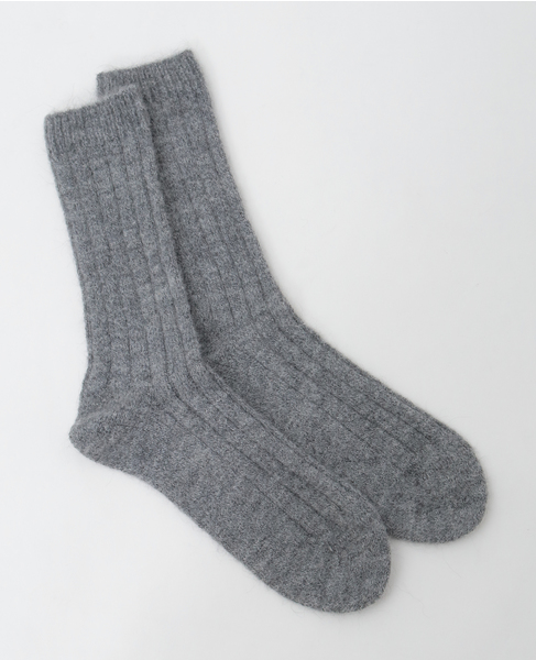 【BLEUFORET/ブルーフォレ】RIBBED ALPACA WOOL SOCKS 詳細画像 グレー 2