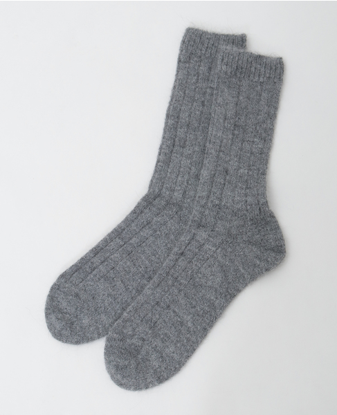 【BLEUFORET/ブルーフォレ】RIBBED ALPACA WOOL SOCKS 詳細画像 グレー 3