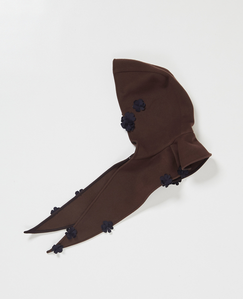 【MARGE/マージ】Wool flower motif hooded scarf 詳細画像 ブラウン 3