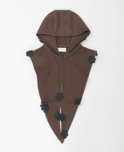 【MARGE/マージ】Wool flower motif hooded scarf 詳細画像 ブラウン 6