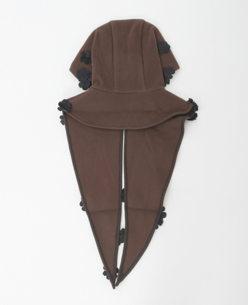 【MARGE/マージ】Wool flower motif hooded scarf 詳細画像 ブラウン 7