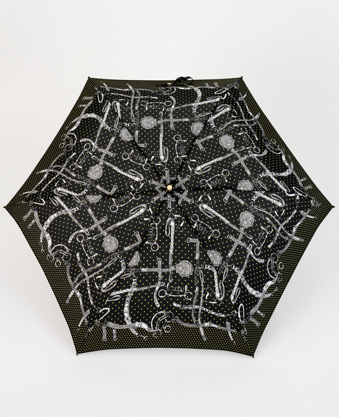 【manipuri/マニプリ】［軽量］晴雨兼用 UV加工付き折傘 ドットビット 詳細画像 ブラック 1