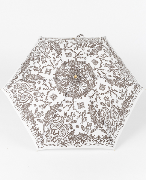 【manipuri/マニプリ】［軽量］晴雨兼用 UV加工付き折傘 カレイドバンダナ/ブルーム/ジャングルフルーツ/天界図 詳細画像 ホワイト 1