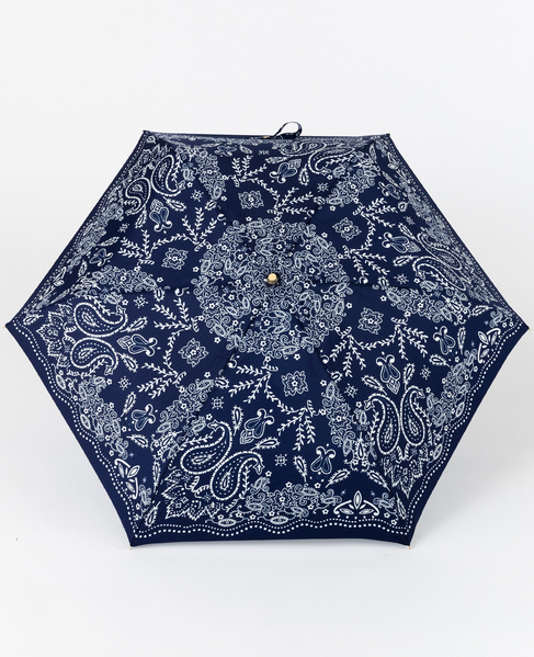 【manipuri/マニプリ】［軽量］晴雨兼用 UV加工付き折傘 カレイドバンダナ/ブルーム/ジャングルフルーツ/天界図 詳細画像 ネイビー 1
