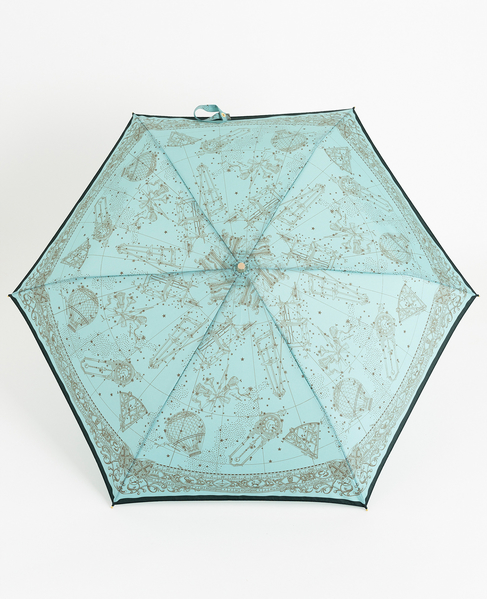 【manipuri/マニプリ】［軽量］晴雨兼用 UV加工付き折傘 カレイドバンダナ/ブルーム/ジャングルフルーツ/天界図 詳細画像 サックス 1