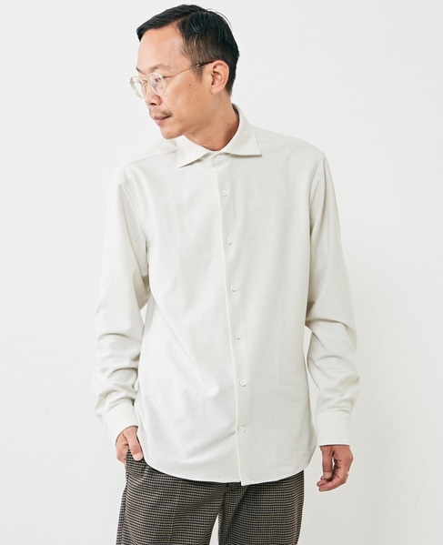HITOYOSHI Wネームリランチェツイルワイドカラーコンフォートシャツ 