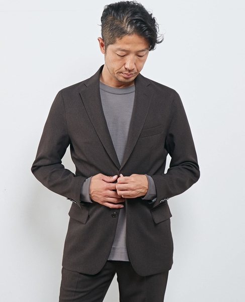 【WEB限定】イージーケアピンヘッドセットアップジャケット 詳細画像 ブラウン 1