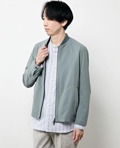 HITOYOSHI Wネームブルーパターンバンドカラーシャツ 詳細画像 ホワイト 16