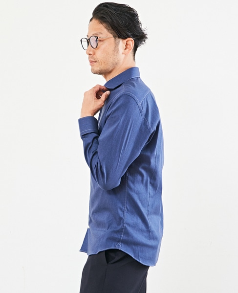 HITOYOSHI Wネームデニムライクワイドカラーシャツ 詳細画像 ブルー 12