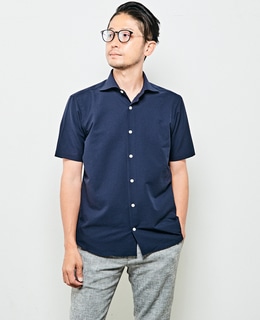 HITOYOSHI Wネーム エバレットサッカーワイドカラー半袖シャツ