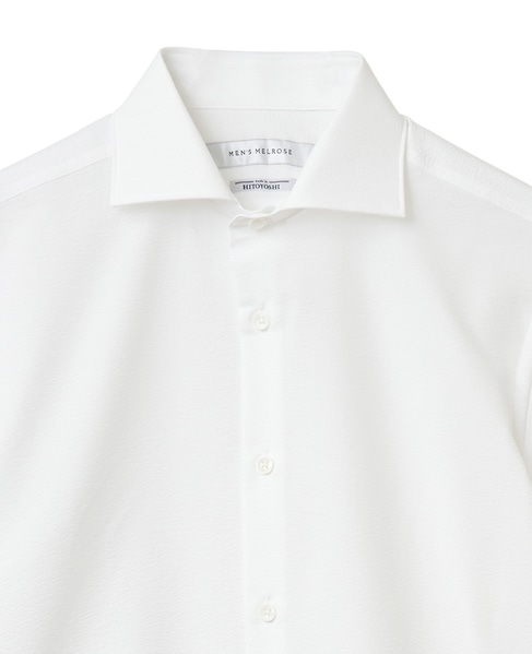 HITOYOSHI Wネーム エバレットサッカーワイドカラー半袖シャツ 詳細画像 ホワイト 5