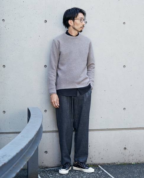 イージーケアリップルクルーネックニット 詳細画像 ネイビー 19