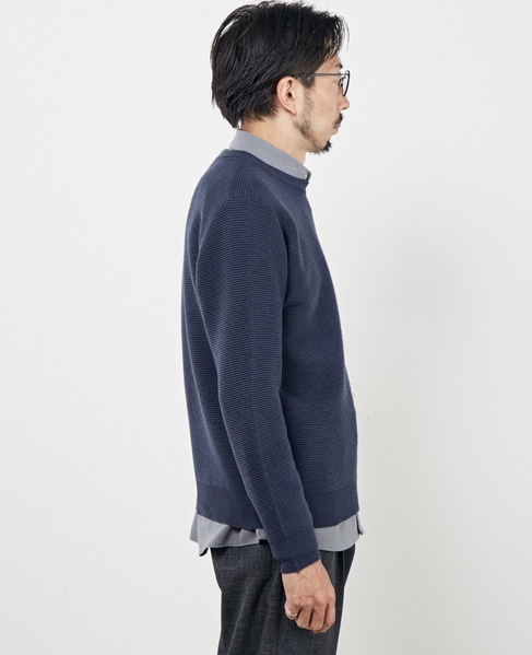 イージーケアリップルクルーネックニット 詳細画像 ネイビー 5