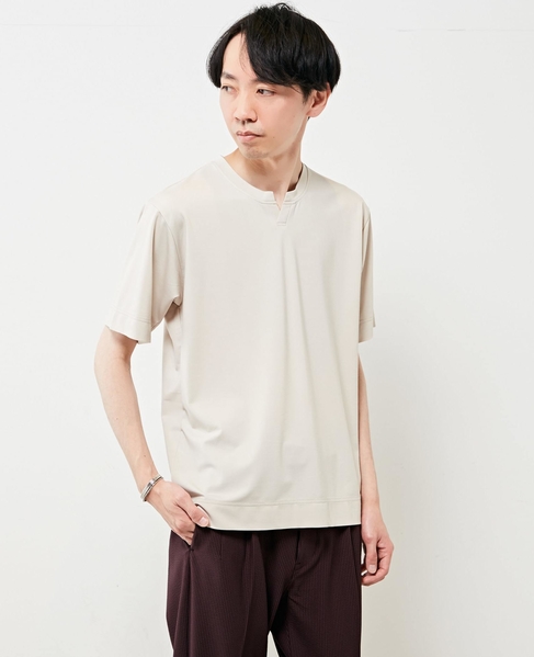 ハイシャインキーネックTシャツ 詳細画像 グレイッシュベージュ 1