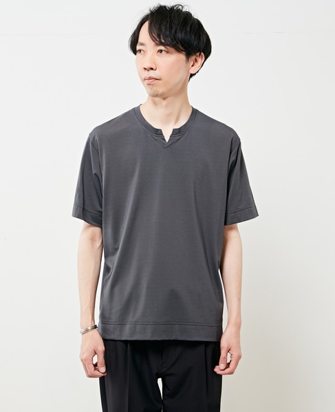 ハイシャインキーネックTシャツ 詳細画像 チャコールグレー 1