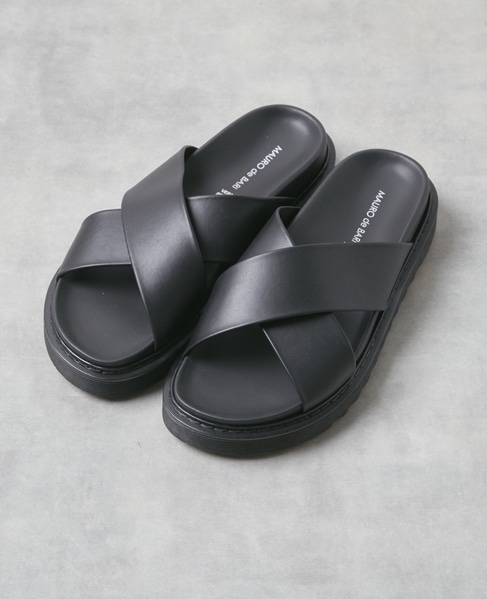 【MAURO de BARI/マウロデバーリ】1730 クロスストラップサンダル 詳細画像 ブラック 1