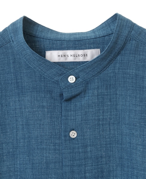 リフラックスキャンバスバンドカラー半袖シャツ 詳細画像 ブルー 7