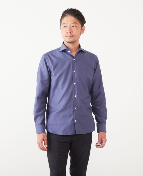 HITOYOSHI Wネーム ブルーパターンワイドカラーシャツ 詳細画像 グレンチェック 11