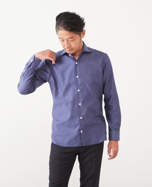HITOYOSHI Wネーム ブルーパターンワイドカラーシャツ 詳細画像 グレンチェック 12