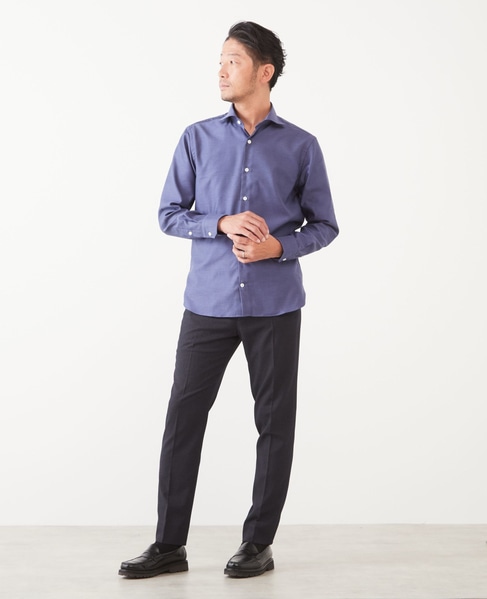 HITOYOSHI Wネーム ブルーパターンワイドカラーシャツ 詳細画像 グレンチェック 13