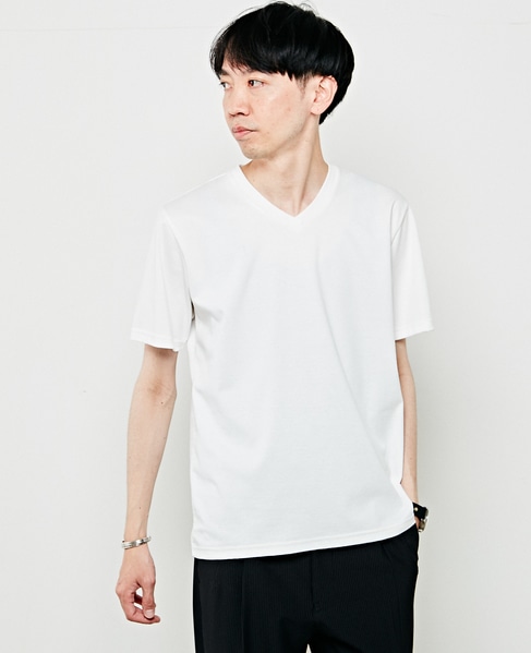 【WEB限定】ハイゲージスムースVネックTシャツ 詳細画像 ホワイト 17