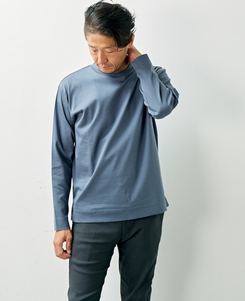 【WEB限定】シルケットスムースクルーネックロングスリーブTシャツ 詳細画像 ブルー 1