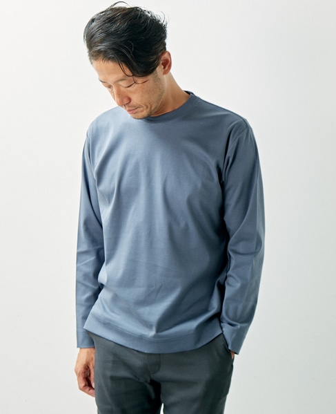 【WEB限定】シルケットスムースクルーネックロングスリーブTシャツ 詳細画像 ブルー 24