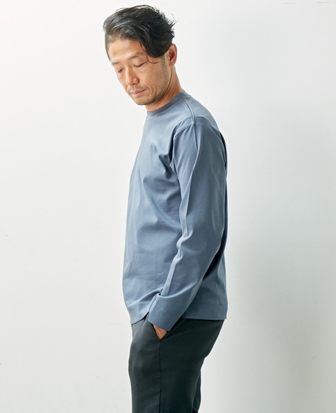 【WEB限定】シルケットスムースクルーネックロングスリーブTシャツ 詳細画像 ブルー 25