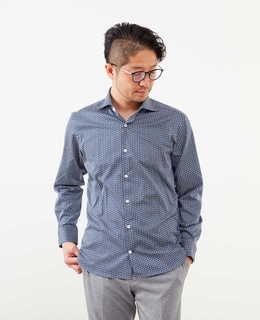 HITOYOSHI Wネーム モダンパターンワイドカラーシャツ