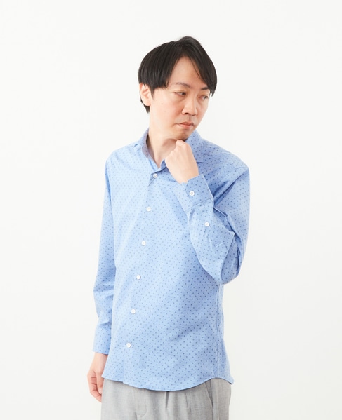 HITOYOSHI Wネーム クラシカルプリントジャージワイドカラーシャツ 詳細画像 ネイビー 12