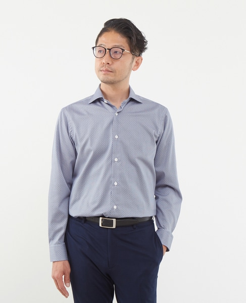 HITOYOSHI Wネーム モチーフプリントワイドカラーシャツ 詳細画像 ブルー 21