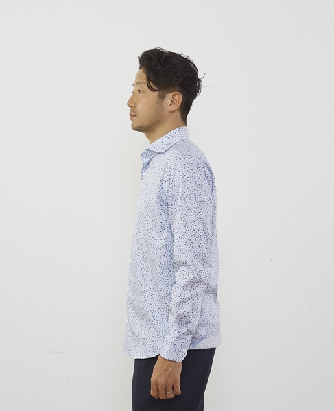 HITOYOSHI Wネーム モチーフプリントワイドカラーシャツ 詳細画像 ブルー 3