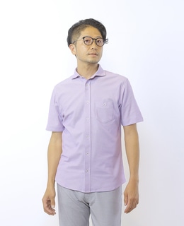 クールマックスハニカムボーダーホリゾンタルカラー半袖カットシャツ
