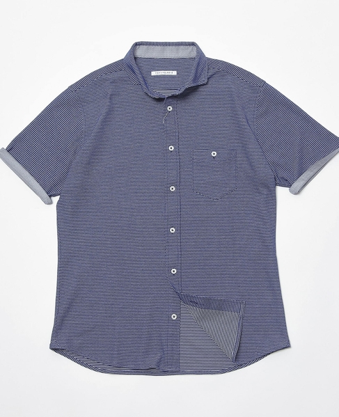 クールマックスハニカムボーダーホリゾンタルカラー半袖カットシャツ 詳細画像 ブルー 12