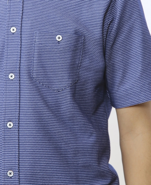 クールマックスハニカムボーダーホリゾンタルカラー半袖カットシャツ 詳細画像 ブルー 7