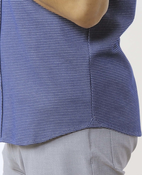 クールマックスハニカムボーダーホリゾンタルカラー半袖カットシャツ 詳細画像 ブルー 9