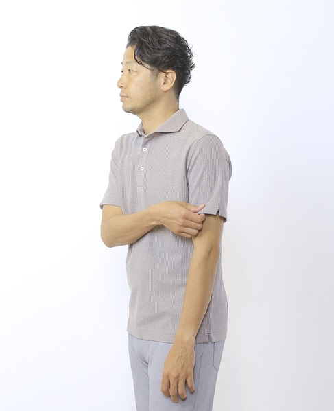 リンクスストライプホリゾンタルカラー半袖ポロシャツ 詳細画像 ネイビー 16