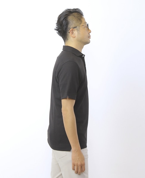 リンクスストライプホリゾンタルカラー半袖ポロシャツ 詳細画像 ネイビー 5
