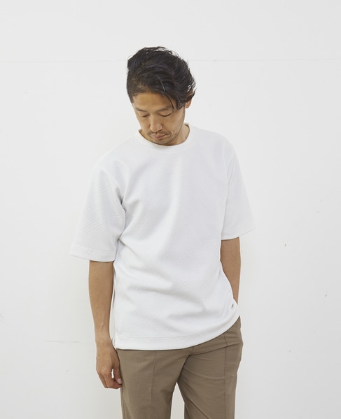 3Dジャガード5分袖クルーネックTシャツ 詳細画像 杢グレー 15