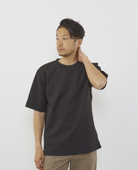 3Dジャガード5分袖クルーネックTシャツ 詳細画像 杢グレー 24