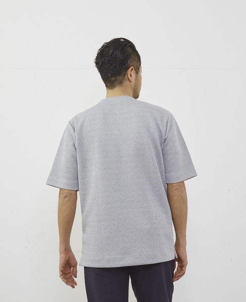 3Dジャガード5分袖クルーネックTシャツ 詳細画像 杢グレー 4