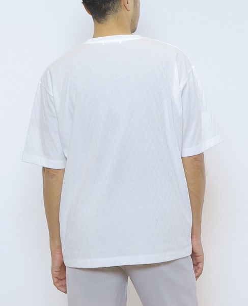 【MASTER FRAME/マスターフレーム】幾何柄ジャガードクルーネックTシャツ 詳細画像 ホワイト 4