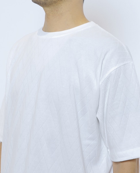 【MASTER FRAME/マスターフレーム】幾何柄ジャガードクルーネックTシャツ 詳細画像 ホワイト 6