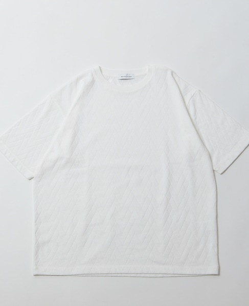 【MASTER FRAME/マスターフレーム】幾何柄ジャガードクルーネックTシャツ 詳細画像 ホワイト 8