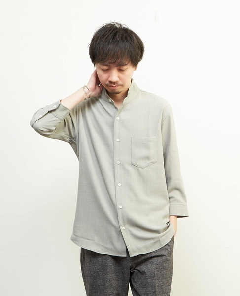 リフラックスバスケットワンピースカラー7分袖シャツ 詳細画像 グレージュ 16