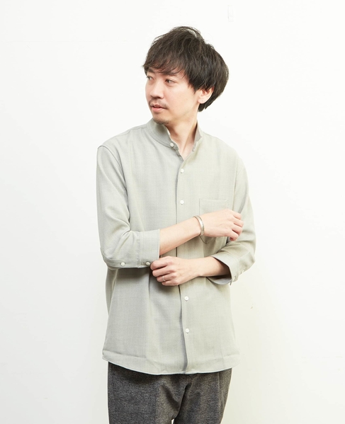 リフラックスバスケットワンピースカラー7分袖シャツ 詳細画像 グレージュ 17
