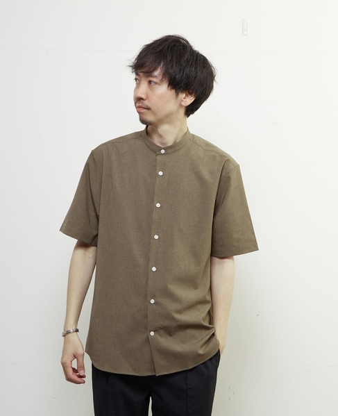 トラベストトロピカルバンドカラー半袖シャツ 詳細画像 ライトブラウン 1