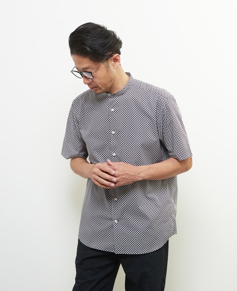 スモールジオパターン半袖ワイドカラーシャツ 詳細画像 ブラウン 2