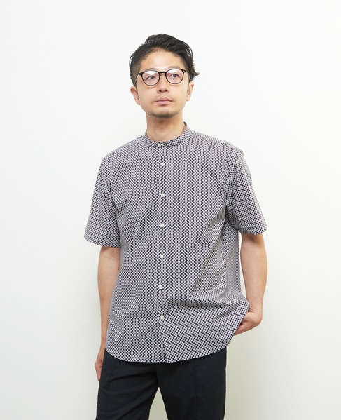 スモールジオパターン半袖ワイドカラーシャツ 詳細画像 ブラウン 3